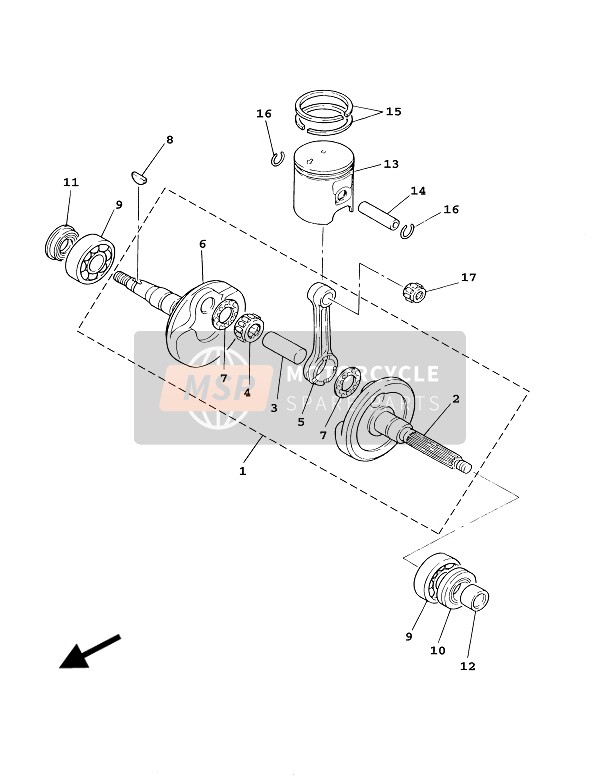 4VPE14220000, Spalla Albero Motore Dx.YW100E, Yamaha, 0